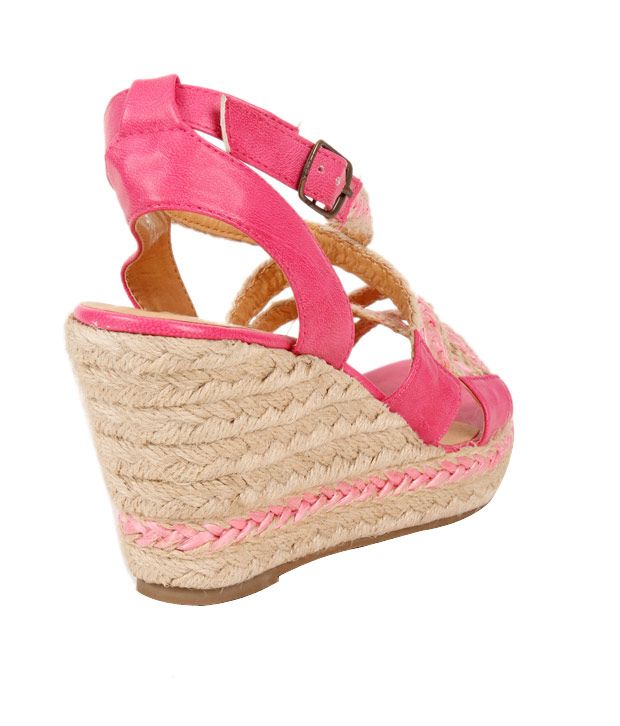 Cobblerz Charismatic Fuchsia Pink Wedge Heel Sandals Price in India