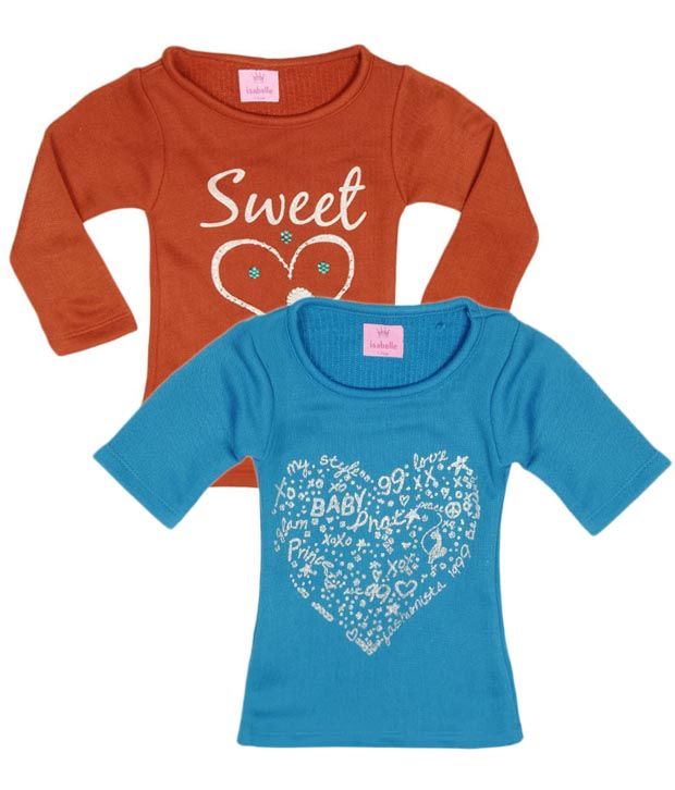 Isabelle Girls Blue & Red TShirts In A Combo Of Two For Kids Buy