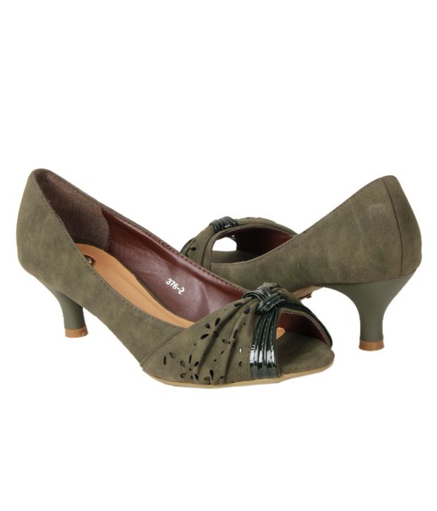 olive green thick heels