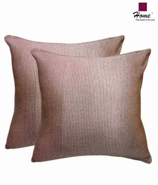 Home Cotton Viscose Beige Cushion Covers Set2 pcs (16x16 inches) Buy