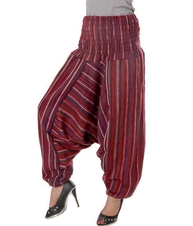 maroon striped pants
