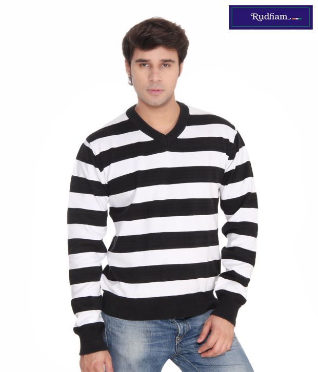 white sweater with black stripes