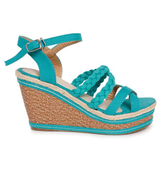 FNB-Nell Sea Green Wedge Heel Sandals Price in India- Buy FNB-Nell Sea ...