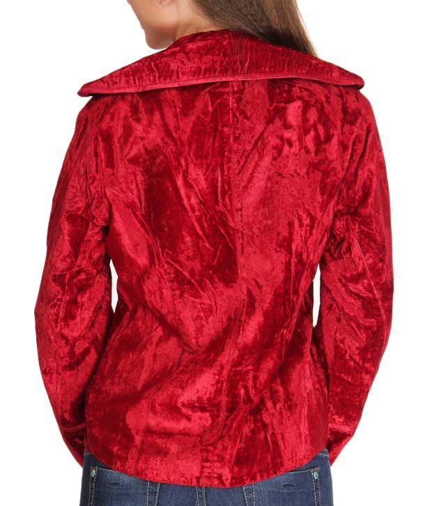 macys red velvet jacket
