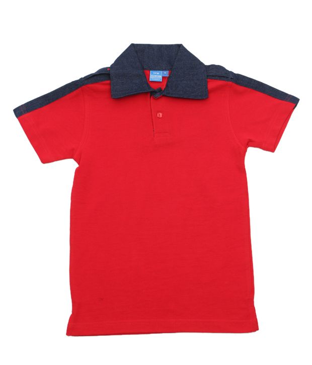 Swiss Cottage School Uniform Red Navy Blue T Shirt For Kids