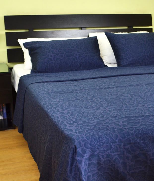 meSleep Classy Dark Blue Bed Sheet Set - Buy meSleep Classy Dark Blue