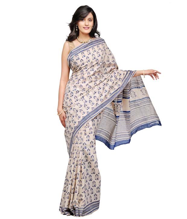 indigo sarees with contrast blouse