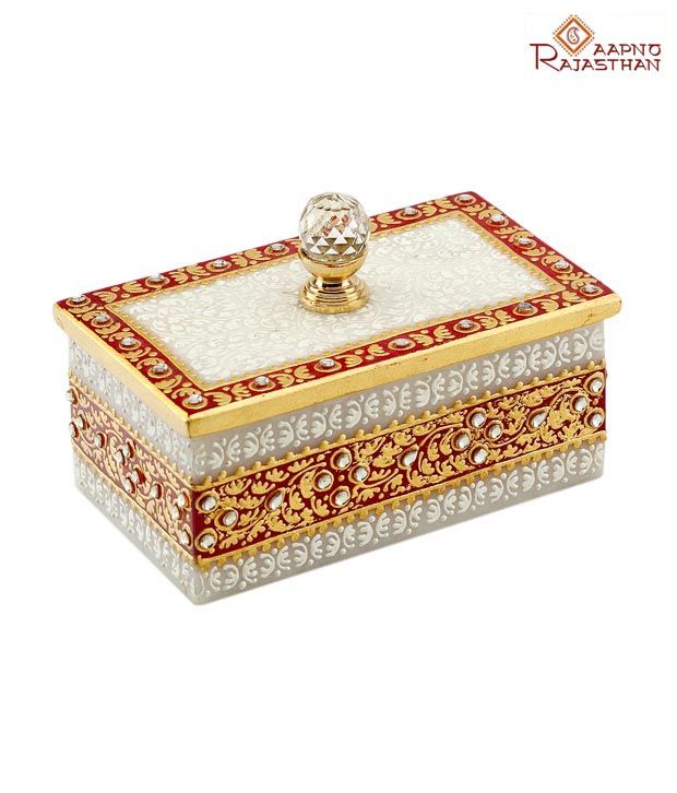 Aapno Rajasthan Gold Embossed Jewellery Box With Crystal Knob_55 Buy