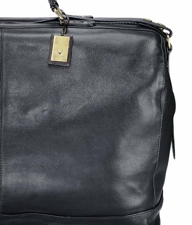 Hidesign Black Rugged Finish Duffle Bag Buy Hidesign Black Rugged