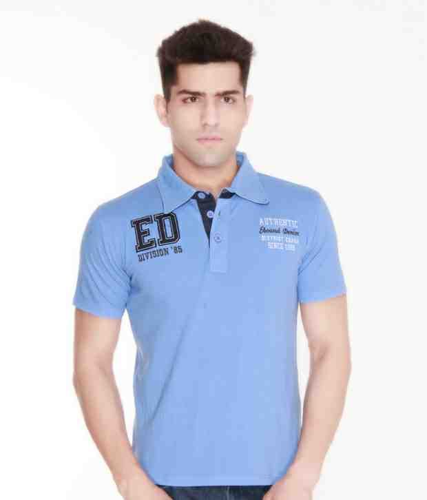 E Bound Blue Pique Polo T-Shirt - Buy E Bound Blue Pique Polo T-Shirt Online at Low Price 