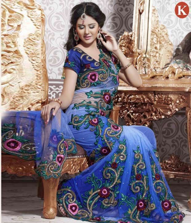 Khazana Blue Net Saree Buy Khazana Blue Net Saree Online At Low Price Snapdeal Com How to buy party wear saree at deal. khazana blue net saree