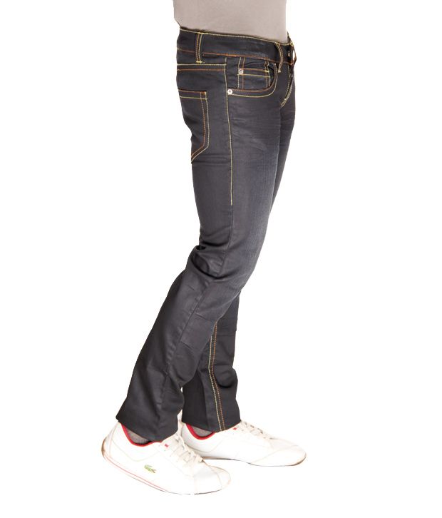 Buy Sisley Carbon Black Cotton Jeans 