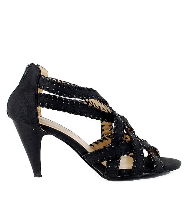 black cone heel sandals