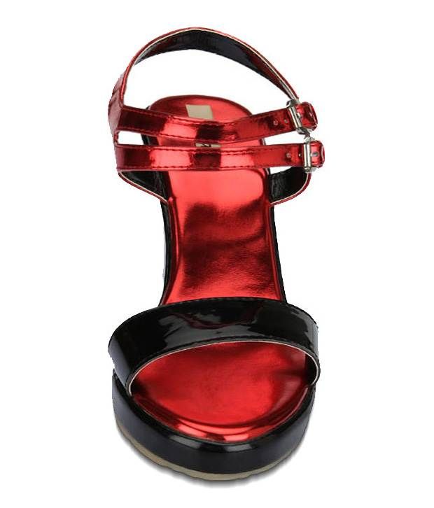 Elina Black & Red Heel Sandals Price in India Buy Elina Black & Red