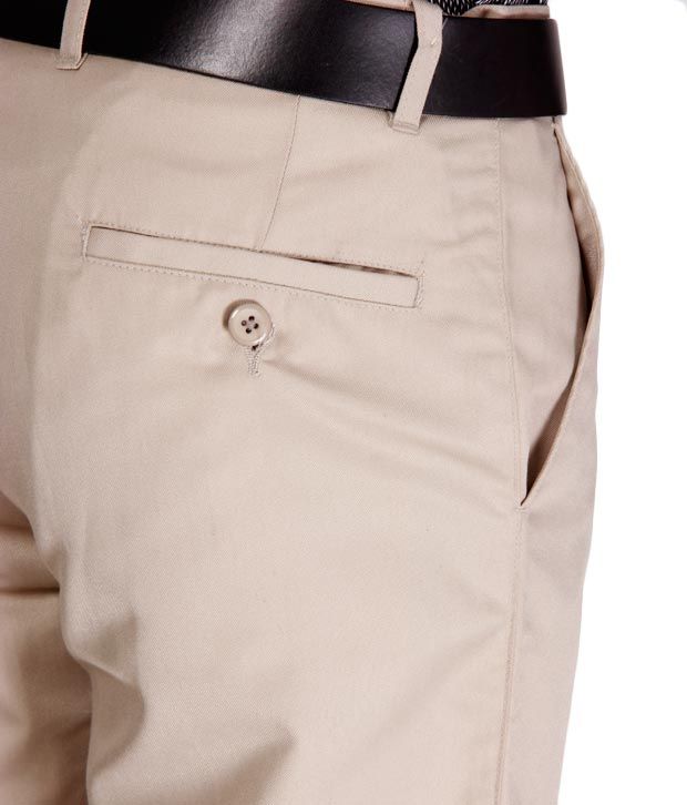 Alano Cream Cotton Trousers - Buy Alano Cream Cotton Trousers Online at ...