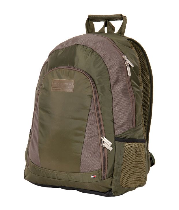 tommy hilfiger olive green backpack