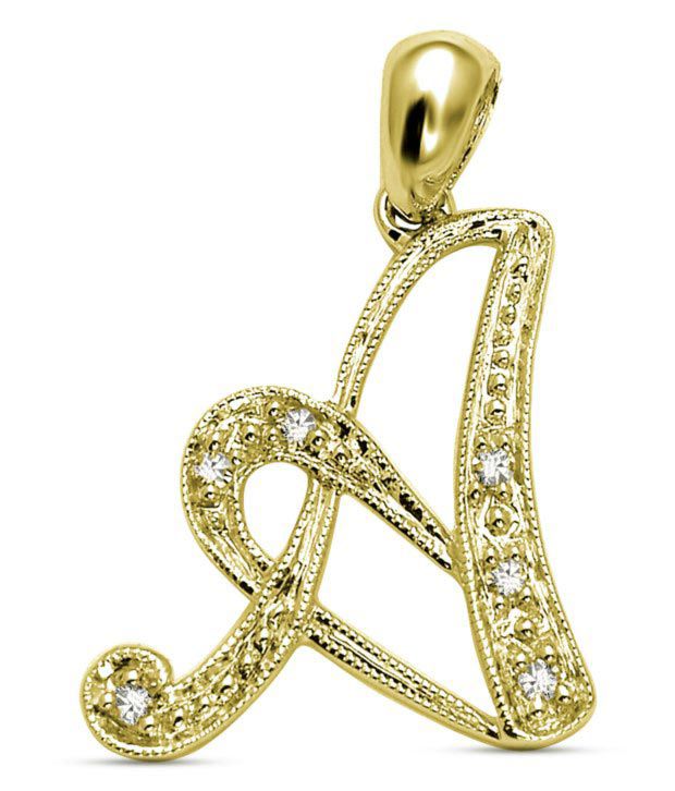 Kiara Gold Plated Glittery AD 'A' Alphabet Pendant: Buy Kiara Gold ...