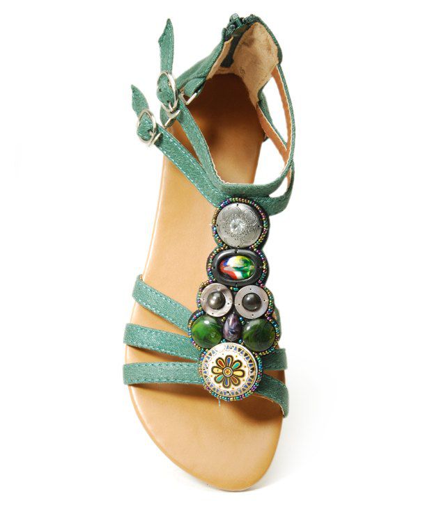 Sant Distinct Green Flat Sandals Price in India- Buy Sant Distinct ...