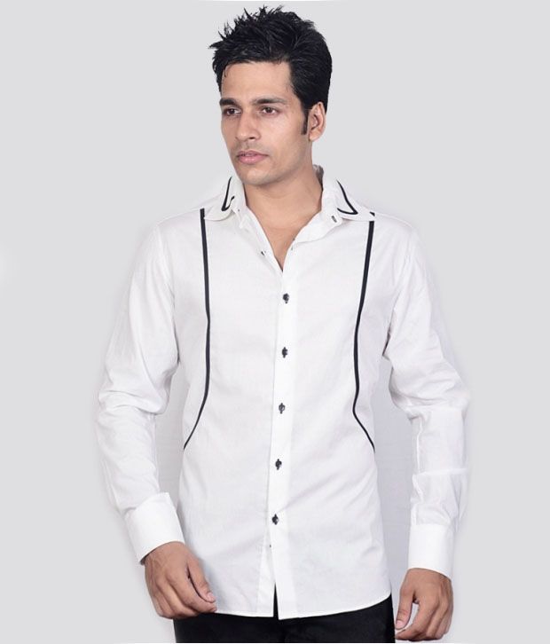 Buy Dazzio White Designer Shirt 