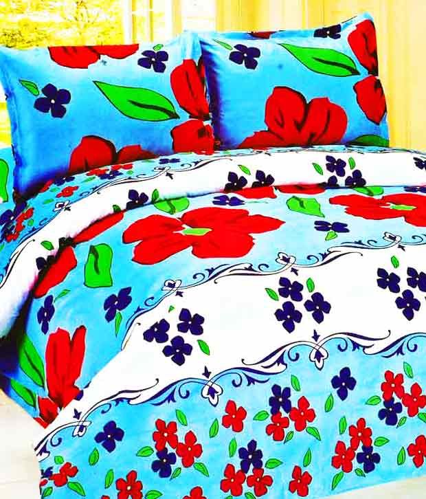 FabLooms Floral 2 Double Bed Sheets & 4 Pillow Covers Combo Buy