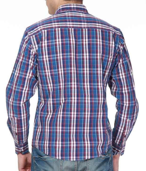 blue checkered shirt men