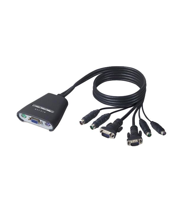 Belkin 2-Port KVM Switch with Built-in Cabling, PS/2 with Audio Support ...