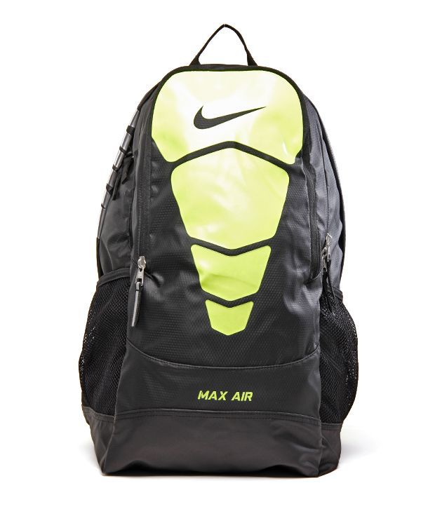neon green and black nike backpack