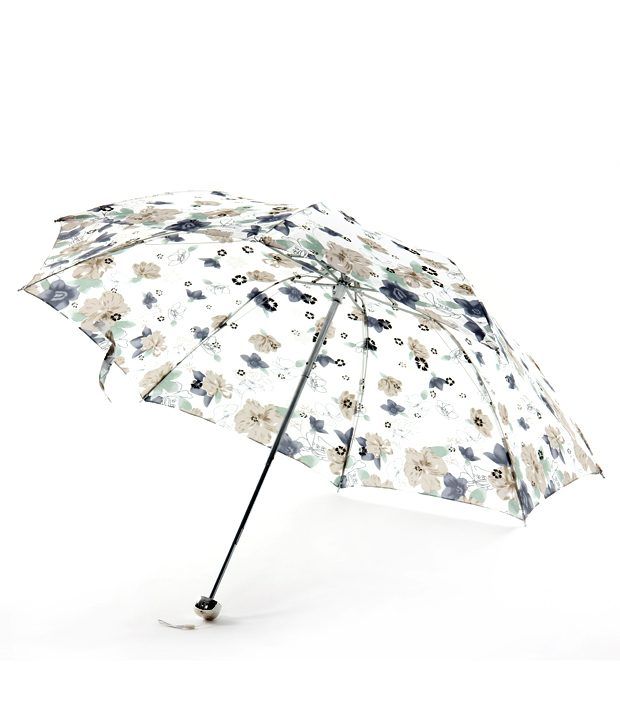     			Bizarro.in Floral-Grey- White 3-Fold Automatic Medium Umbrella