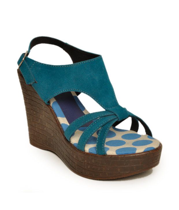 Butterfly Teal Blue Wedge Heel Sandals Price in India- Buy Butterfly ...