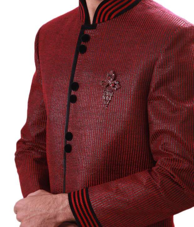 Runako Burgundy Wedding Sherwani - Buy Runako Burgundy Wedding Sherwani