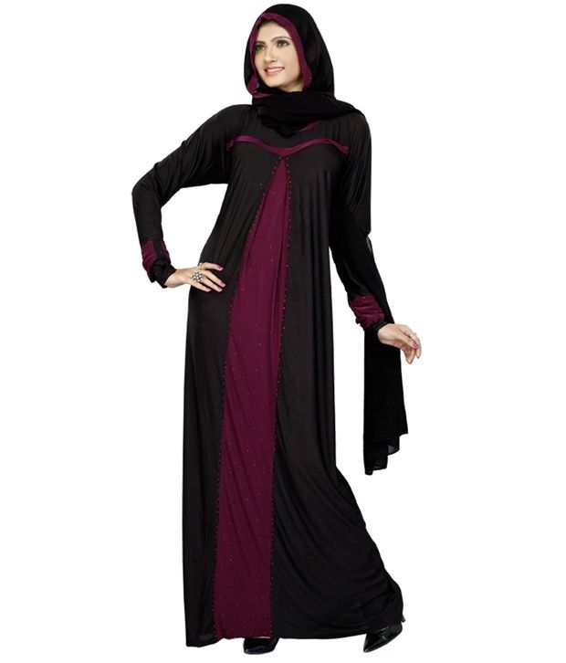 Fabdeal Fine Design Black Burqa Price in India - Buy Fabdeal Fine ...