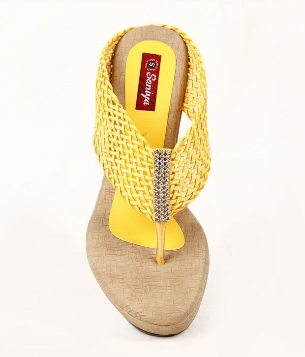 yellow slip on heels