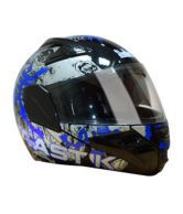 Steelbird - Full Face + Open Face Helmet - SB-34 Zorro Mastik (Black with Blue) [Size : 60cms]