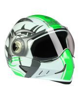 Steelbird - Modular Helmet - SB-2020 Graphic 6M Freeze (White Green) [Size : 60cms]