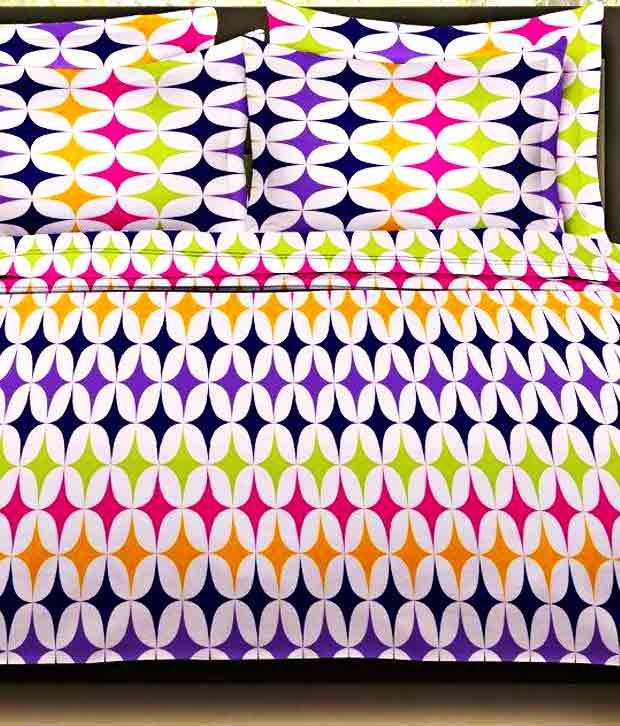 Bombay Dyeing Zinnia Double Bedsheet Set ( L Pink ) Set of 3 Buy