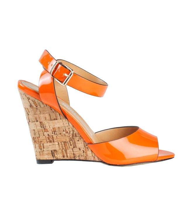 Done By None Bright Orange Wedge Heel Sandals Price in India- Buy Done ...