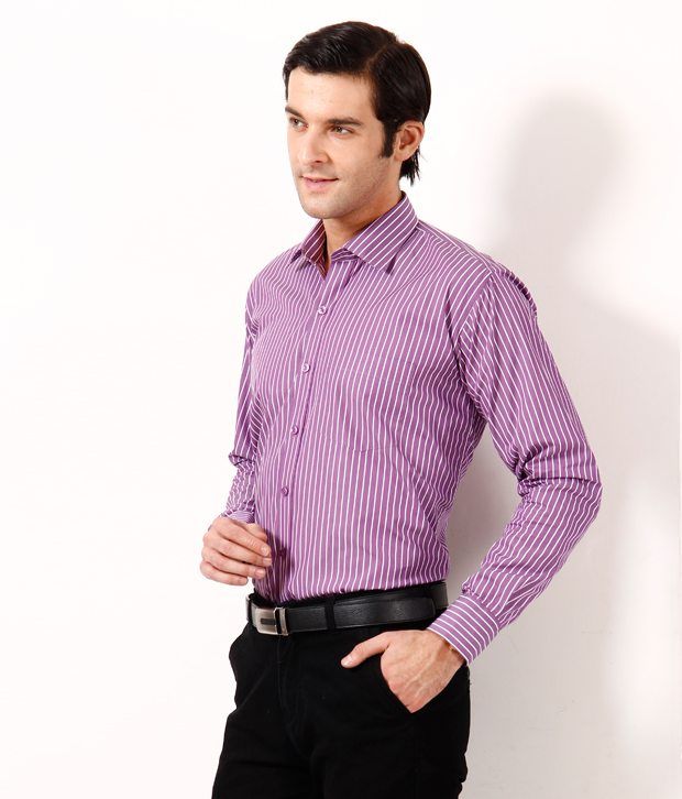 mens black and purple striped shirt