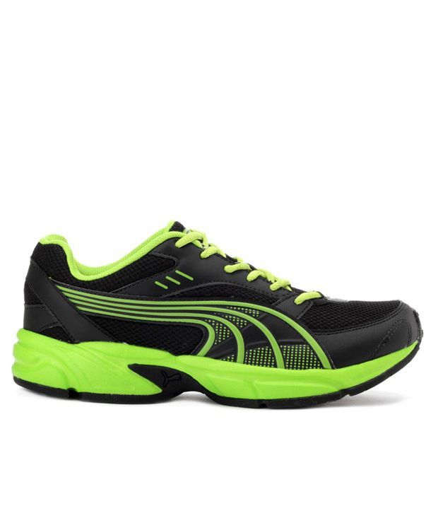 puma shoes black and green