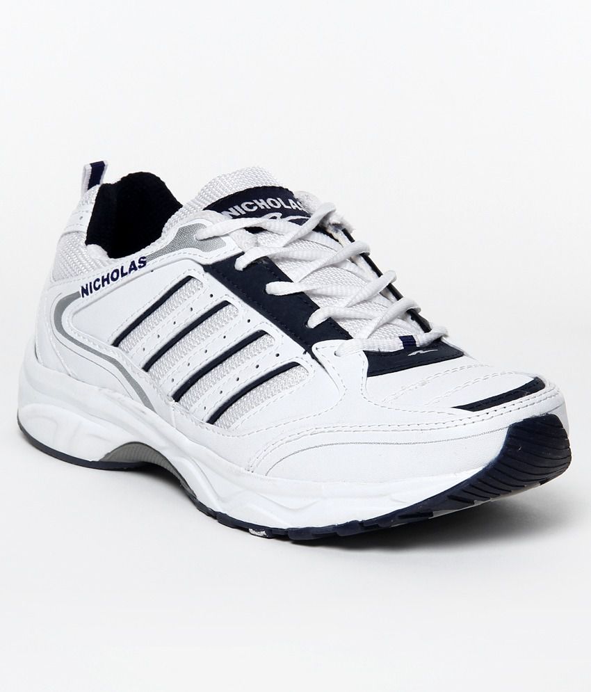 Nicholas Durable White & Navy Sports Shoes - Buy Nicholas Durable White ...
