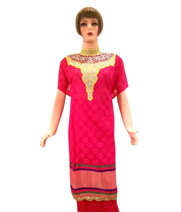 Pride Pink Art Silk Unstitched Dress Material - Buy Pride Pink Art Silk ...