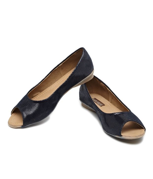 blue peep toe flats