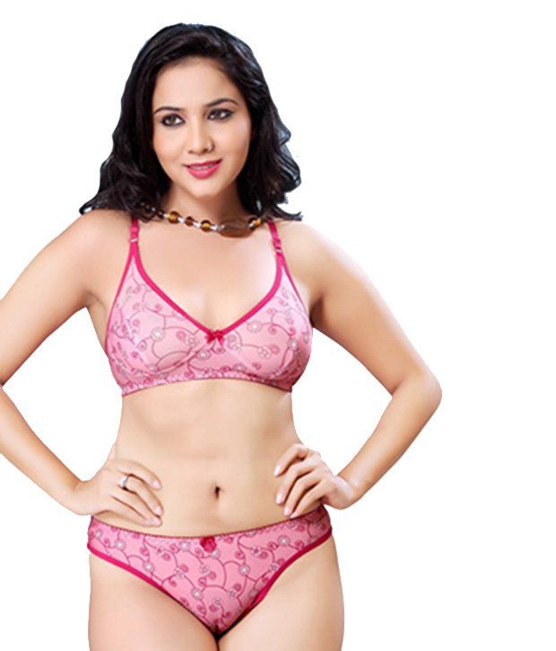 Buy Calibra Pink NonPadded Cotton Bra Panty Set Online