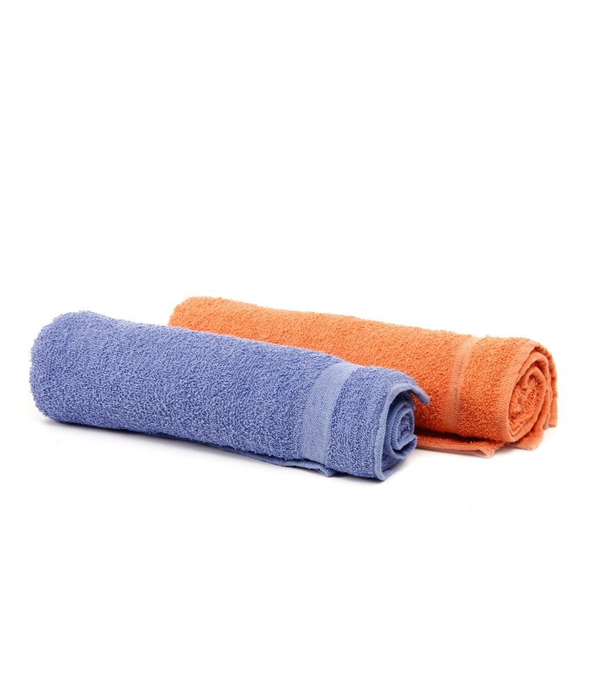 RBS Set of 2 Cotton Bath Towel Blue & Orange Buy RBS Set of 2