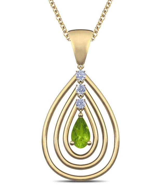 Caratlane Echo Peridot 18 Kt Certified, Real Diamond & Gemstone & Hallmarked Gold Pendant Buy