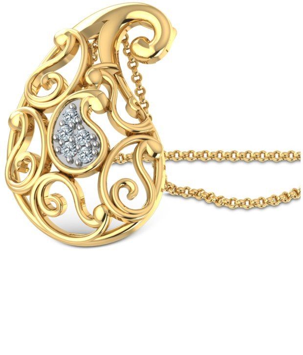 Caratlane Ethea Paisley 18 Kt Certified, Real Diamond & Hallmarked Gold Pendant Buy Caratlane