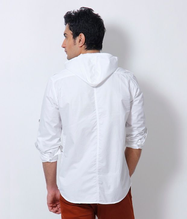 white hooded shirt