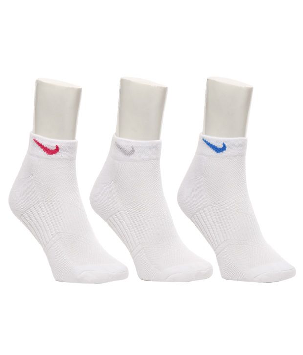 Nike Stylish White Ankle Length Socks For Women - Pack of 3: Buy Online ...
