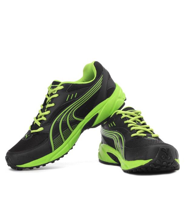 Puma Atom Black \u0026 Green Sports Shoes 