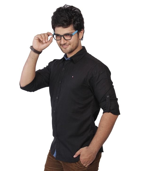 mens smart black shirt