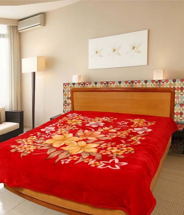 Titlis Mink Oscar Red Beautiful Floral Double Blanket Buy Titlis Mink Oscar Red Beautiful